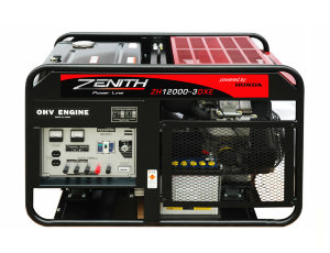 ZENITH ZH12000E-3DX   Бензогенератор ZENITH ZH12000E-3DX максимальная мощность 12 кВА, на базе двигателя HONDA.