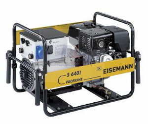 Eisemann S 6401E Cварочный бензиновый генератор Eisemann S 6401E с электростартером, максимальный сварочный ток 220 А. Напряжение 220В. С ручками для переноски.