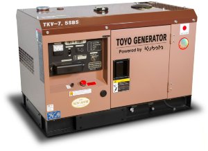 TOYO TKV-7.5SBS Дизельный генератор TOYO TKV-7.5SBS в кожухе, максимальная мощность подключения 6.5 кВА. Сделано в Японии