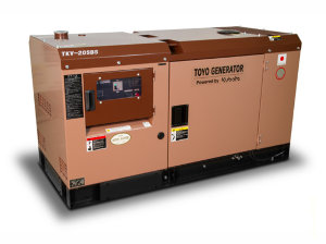 TOYO TKV-20SBS Дизельный электрогенератор TOYO TKV-20SBS в кожухе, максимальная мощность 17.8 кВА, напряжение 230В.